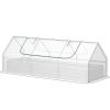 Outsunny 8.6 x 3 x 1ft Raised Garden Bed with Mini Greenhouse, Galvanized Raised Garden Bed with Cover for Herbs and Vegetables