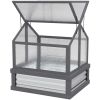 Outsunny Raised Garden Flower Bed Kit with Greenhouse, Wooden Cold Frame Planter, 35.5" x 31.5" x 36", Gray