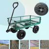(Green solid wheels wagon cart) Solid wheels Tools cart Wagon Cart Garden cart trucks make it easier to transport firewood