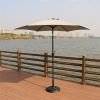 8.8 feet Outdoor Aluminum Patio Umbrella, Patio Umbrella, Market Umbrella with 33 pounds Round Resin Umbrella Base, Push Button Tilt and Crank lift