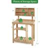 Garden Wooden Potting Table Workstation with Storage Shelf