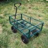 (Green solid wheels wagon cart) Solid wheels Tools cart Wagon Cart Garden cart trucks make it easier to transport firewood