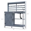 Outsunny Wooden Potting Station with Sink, Tap, and Aluminum Top for Gardening Convenience Gray
