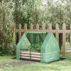 Outsunny 4'x3' Galvanized Raised Garden Bed with PE Greenhouse Cover, Metal Planter Box with Roll-Up Door for Flowers, Vegetables, Green