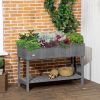 Outsunny Elevated Planter Box Stand Wooden with 8 Slots and Shelf Dark Grey for Herbs Veggies Flowers