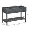 Outsunny Elevated Planter Box Stand Wooden with 8 Slots and Shelf Dark Grey for Herbs Veggies Flowers