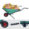 Collapsible Wheelbarrow 176 lbs Folding Yard Garden Wheelbarrow Foldable Lightweight Gardening Heavy Duty Oxford Cloth Green Lawn Cart for Grass, Leaf