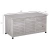 Outsunny 75 Gallon Deck Storage Box Wooden Outdoor Furniture Aerating Gap Weather-Resistant Gray