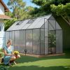 6x12 Outdoor Greenhouse - Walk-in Heavy Duty Storage Shed with Adjustable Vent Window&Lockable Hinged Door,Polycarbonate Greenhouses for Garden Plants