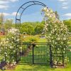 7.2FT Black Metal Garden Arbor with Arched Top Gate and Planter Boxes 16MM Tubing Iron Arch Trellis for Climbing Plants Outdoor Patio Lawn Backyard We