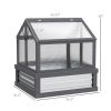 Outsunny Raised Garden Flower Bed Kit with Greenhouse, Wooden Cold Frame Planter, 35.5" x 31.5" x 36", Gray